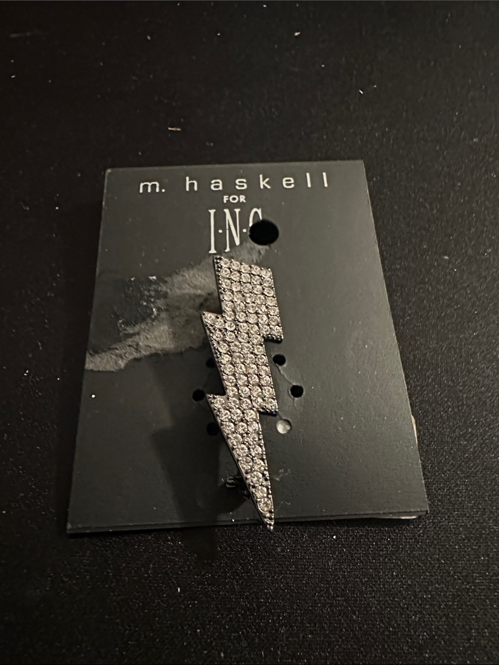 Silver Crystal Lightning Bolt Lapel Pin
#130